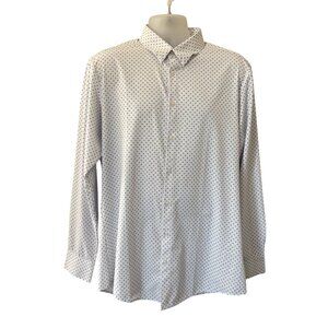 Mizzen+Main White Long Sleeve Leeward Button-Up Shirt Performance Menswear